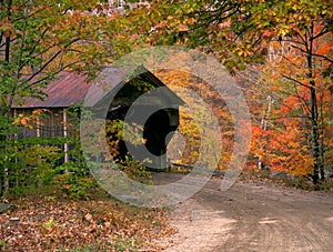 Vermont Woodstock Covered Bridge in Autumn