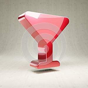 Vermout Glass icon. Red glossy metallic Vermout Glass symbol isolated on white concrete background