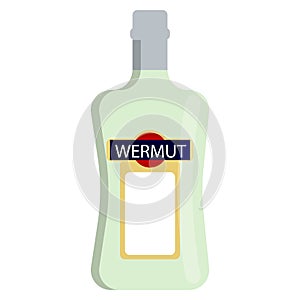 Vermouth bottle alcoholic beverage flat icon