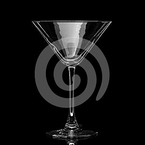 Vermouth martini glass empty on a black background