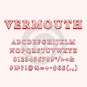 Vermouth vintage 3d vector alphabet set