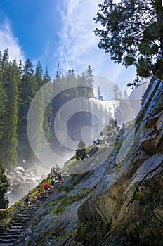 Vernal Fall on summer 2023, Mist Trail. Yosemite National Park, California