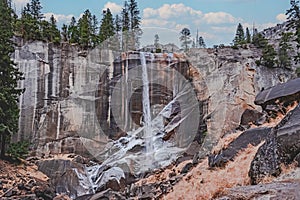 Vernal Falls Waterfall and Landscape Scene