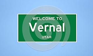 Vernal, Utah city limit sign. Town sign from the USA. photo