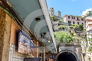 Vernazza, Cinque Terre, Italy - 27 June 2018: The railway station at Vernazza, Cinque Terre, Italy