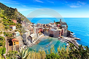 Vernazza cinque terre Italy with railway