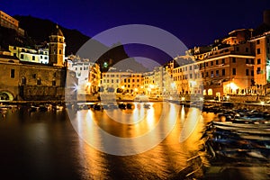 Vernazza Harbor at Night in Cinque Terre