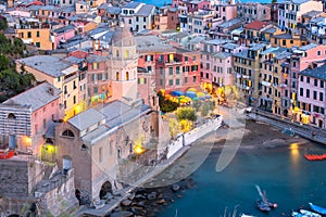 Vernazza at sunset, Cinque Terre, Liguria, Italy