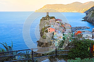 Vernazza town on the coastline of Cinque Terre