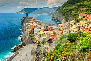 Vernazza village on the Cinque Terre coast of Italy,Europe