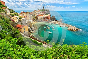 Vernazza village on the Cinque Terre coast of Italy,Europe photo