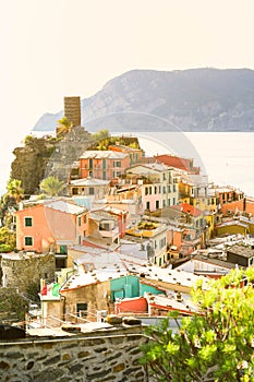 Vernazza village on the coastline of Cinque Terre