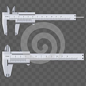 The Vernier caliper and scale.