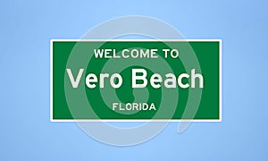 Vero Beach, Florida city limit sign. Town sign from the USA.