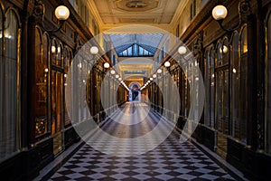 Vero-Dodat covered passage, early morning with no people, Paris, France