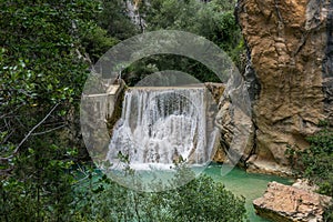 Vero river waterfall in Alquezar, Spain photo