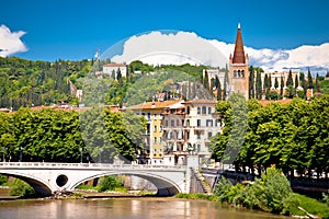 Verona bridge and Adige river view