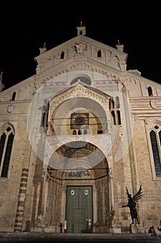 Verona Cathedral at night