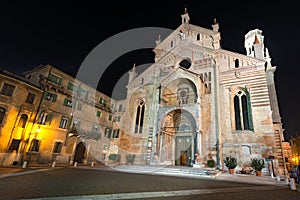 Verona Cathedral at Night - Veneto Italy