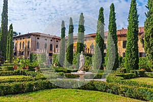 Verona, Italy, August 26, 2021: Giardino Giusti garden in Italia