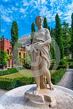 Verona, Italy, August 26, 2021: Giardino Giusti garden in Italian town Verona