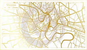 Verona Italy City Map in Retro Style in Golden Color. Outline Map