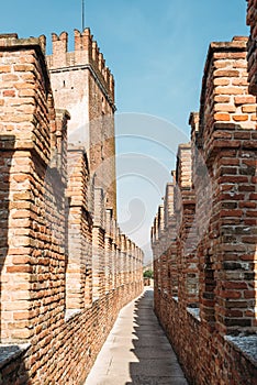 Verona, Italy - walkways on the walls of Castelvecchio