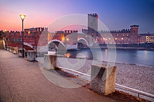 Verona, Italy at winter sunrise.