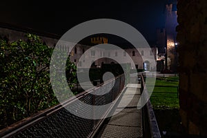 Verona, Italy â€“ March 2019. Castelvecchio Bridge, Brick & marble bridge with 3 spans & arches, built in the 14th century &