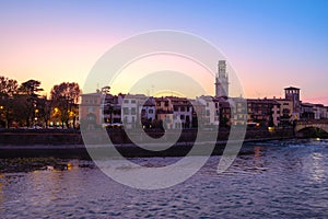 Verona by night with the Dom Santa Maria Matricolare