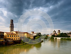 Verona from Ponte Pietra. Italy photo