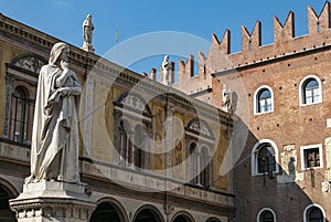 Verona`s square and statue