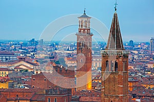 Verona skyline at night, Italy