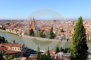 Verona skyline and River Adige in Verona, Italy