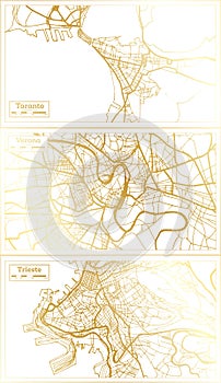 Verona, Trieste and Taranto Italy City Map Set