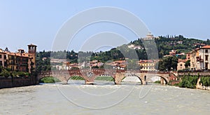 Verona view with Pietra Bridge and Adige River. VERONA, ITALY