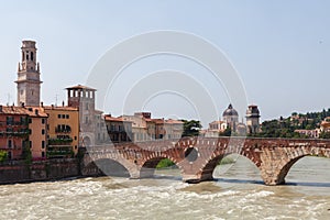 Verona view with Pietra Bridge and Adige River. VERONA, ITALY
