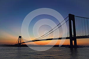Verrazano Bridge at sunset in New York photo