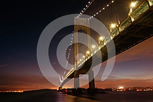 Verrazzano-Narrows Bridge at night in Brooklyn, New York