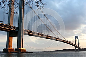 Verrazzano-Narrows Bridge at sunset in New York