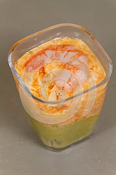 Verrine with crab, avocado and shrimp