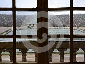 Versailles / France - January 05 2012: View of the building of the Palace of Versailles and the Versailles garden.