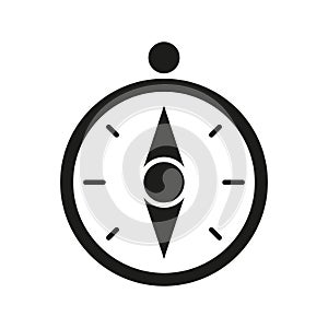Solid black compass icon in glyph style for education or map visuals