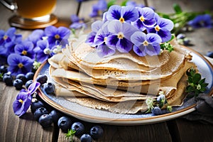 Versatile gluten free buckwheat crepes on wooden table, perfect for sweet or savory fillings