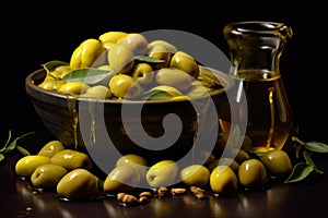 Versatile Olive oil bottle virgin. Generate Ai photo