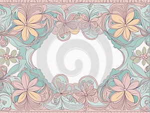 Versatile Pattern Border Pink, Blue, Green Design with Blank Space for Text Integration