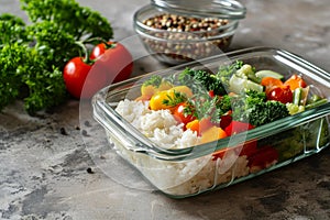 Versatile Rice vegetables glass. Generate Ai