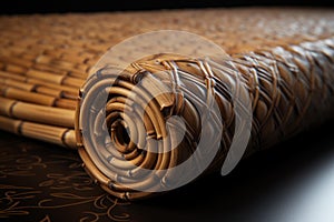 Versatile Rolled bamboo mat banner. Generate Ai photo