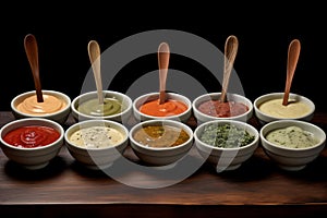 Versatile Sauces bowls different. Generate Ai photo