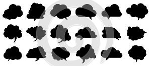 Set of black cloud speech bubbles